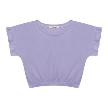 Imagem de Blusa Infantil Menina Manga Curta Básica Em Cotton Com Elástico - Lilá