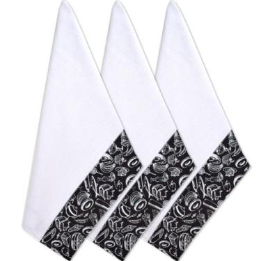 Imagem de Pano de prato preto e branco kit 3 peças - Recanto da Costura