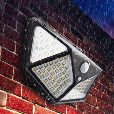 Imagem de Luminária Solar De Parede Refletor 100 Leds Com Sensor De Presença E M