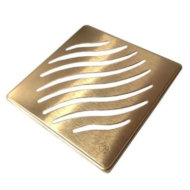 Imagem de Ralo Dourado Ondas Inox 15X15 - By Fineza