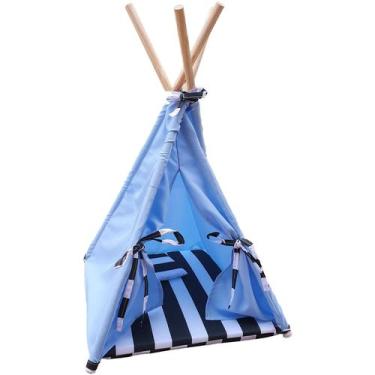 Imagem de Caminha Cabana Pet Toca Oca Tenda Cama Cachorro Cão M Azul - Pet Best,