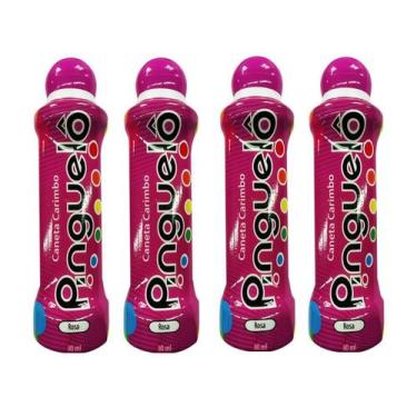 Imagem de Caneta Bolinha Pinguelô 80ml Kit Com 4 - Cor Rosa