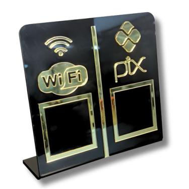 Imagem de Expositor DUPLO WI-FI - PIX - Preto com Dourado - Lm Balcoes