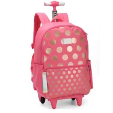 Imagem de Mochila Grande Rodinha Com Alça Escolar Infantil Rosa - UP4YOU