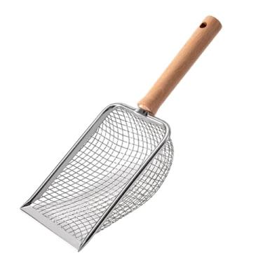 Imagem de ＡＷＨＡＯ Animais de Estimação Peneira Pá Gatos Maca Colheres de Aquário Pá Kitty Réptil Areia Pá Gatinho Peneiração Rápida com Alça de Madeira, malha 4.3x4.3mm