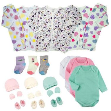 Imagem de Kit Roupa de Bebê 21 Peças Body Pijama Kit Touquinha e Meias - Koala B