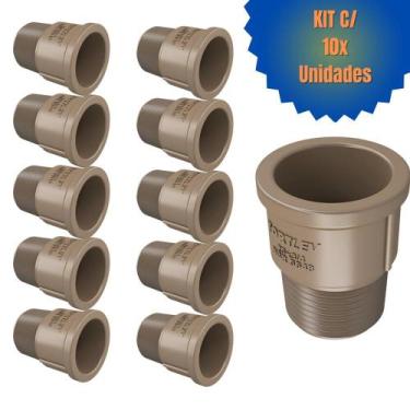 Imagem de Kit 10  Adaptador Curto Soldável Roscável PVC Marrom Água Fria De 1 1/