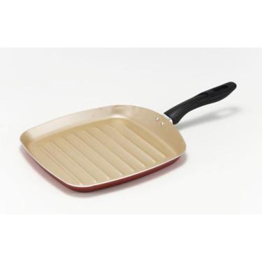 Imagem de Frigideira Grill 28cm Alumínio Antiaderente Ondulado Cereja com Bege -