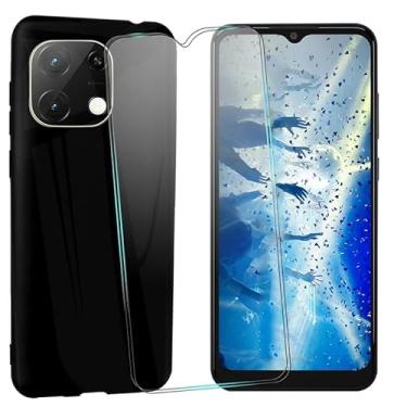Imagem de MAOUICI Capa para celular Umidigi G9T (6,7 polegadas), capa preta para Umidigi G9T com 2 protetores de tela de vidro temperado