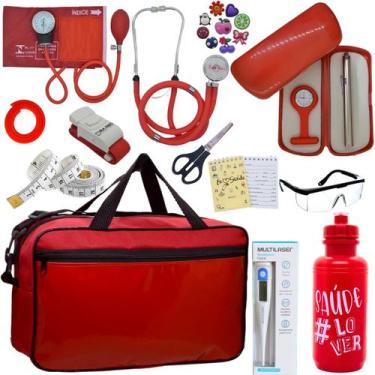 Imagem de Kit Bolsa Cores Aparelho de Pressao Esfigmomanometro Estetoscópio - P.