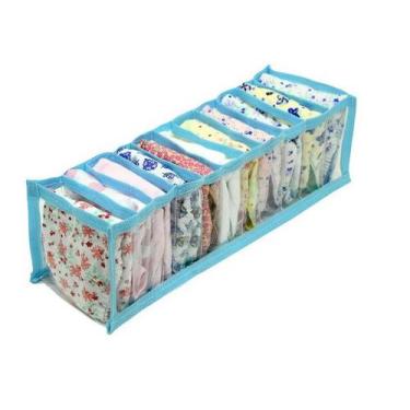 Imagem de Organizador de gavetas 10x34x10 - 123 organizei - transparente e azul 