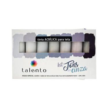Imagem de Kit Tinta Acrílica Talento Tons de Cinza com 7 Cores 20ml