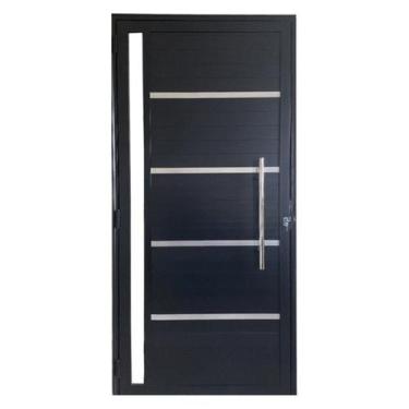Imagem de Porta Lambril c/friso 2,10x80 lado DIREITO L-25 no alum. preto c/puxad