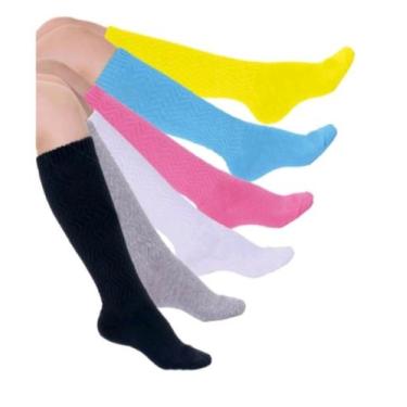 Imagem de kit  12 Pares Meia Aeróbica 55CM fitnes 3/4 Cano alto 34 a 40 70% Algo