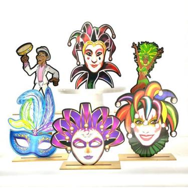 Imagem de Kit Display de Mesa 6 Peças Para Festa Carnaval MDF - Juju Brasil