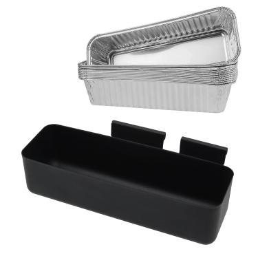 Imagem de MixRBBQ Conjunto de copos Grease Collection com pingadeiras de alumínio para grelhas de chefe de acampamento, suporte profissional para coletor de gotejamento para fogão de chef de acampamento SG100 SG90 SG14 SG30 SG60, panelas de alumínio (pacote com 10), 680 g