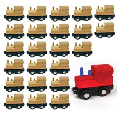Imagem de Upper Midland Products 24 Wooden Trains - DIY Unpainted Magnetic Wooden Train Cars - Unfinished Perfect for Paint Project, Crafts, and Trains Birthday Party Supplies - Thomas and BrioCompatible