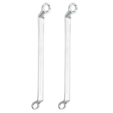 Imagem de HARFINGTON 2 peças Chave de extremidade de caixa extralonga deslocada 8 x 9 mm métrica 12 pontos 75 graus offset caixa dupla chave catraca CR-V ferramentas de chave inglesa longa polida CR-V