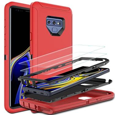 Imagem de Capa para Galaxy Note 9, Capa Note 9 com protetor de tela TPU flexível de autorcura [pacote com 2], HONG-AMY 3 em 1 capa de proteção pesada à prova de choque de corpo inteiro para Samsung Note 9 (vermelho/preto)