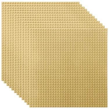 Imagem de Lekebaby 12 Packs Classic Baseplates Building Base Plates for Building Bricks, 100% Compatible with Major Brands Baseplates, 10" x 10" (Sand)