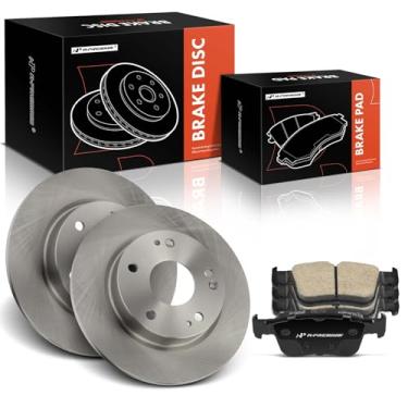 Imagem de A-Premium Rotores de freio a disco sólido traseiro de 10,23 polegadas (260 mm) + kit de pastilhas de cerâmica compatível com modelos selecionados Honda - Civic 2016-2017/2019-2020/2022-2023, conjunto