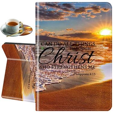 Imagem de Capa para Samsung Galaxy Tab A7 Lite 22.1 cm 2021, TPU à prova de choque, capa protetora para tablet Samsung Tab A7 Lite (SM-T220/T225/T227), versículo bíblico com citação de praia Filipenses 4-13