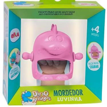 Imagem de Mordedor Luvinha Dino E Amigos Conforto C/ Alça Elka, Rosa