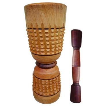 Imagem de Pilão De Madeira Envernizado 60cm Fino Acabamento + Socador - JTA MULT