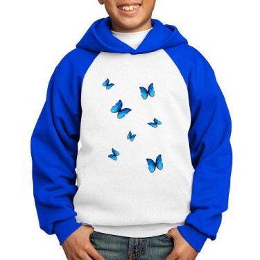 Imagem de Moletom Infantil Borboletas Azuis - Foca na Moda, Branco, Azul, 2