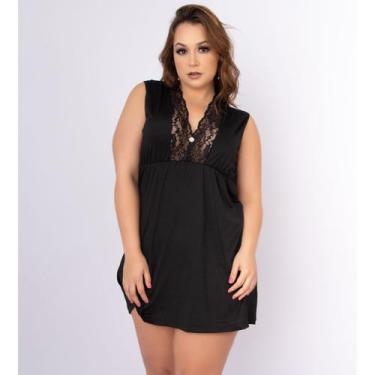 Imagem de Kit 3 Camisolas Vekyo Plus Size Decote Renda Sem Bojo, Sortido, Mulher