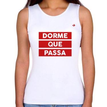 Imagem de Regata Feminina Dorme que passa - Foca na Moda, Branco, M