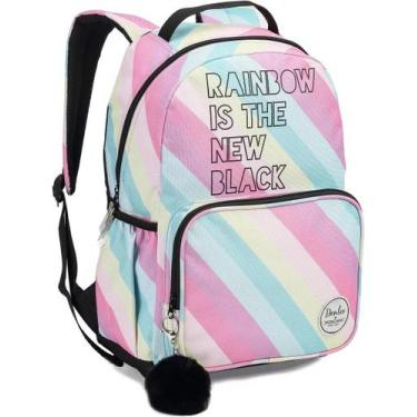 Imagem de Mochila Escolar Passeio Infantil Juvenil Feminina Rainbow - Denlex, Ro