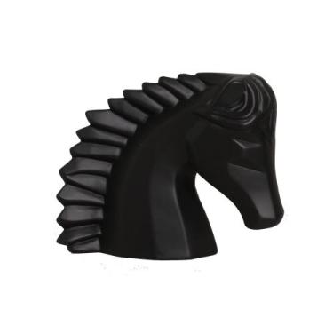 Imagem de Estatueta Cabeça de Cavalo em Cerâmica Decorativo Home Preto Fosco - S