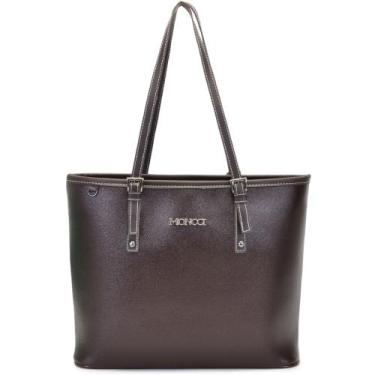 Imagem de bolsa de ombro grande de ziper Moncci, Café