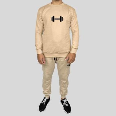 Imagem de Conjunto Calça e Blusa Moletom Careca Sem Capuz Algodão Estampado Peso