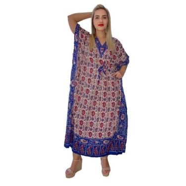 Imagem de Vestido Kaftan Indiano Longo Estampado Plus Size - Cod. 18019 - ALÉCI 