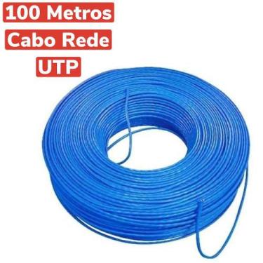 Imagem de Cabo de rede azul 100 metros cat5 utp e cftv 4 pares 8 vias - MERCADAO