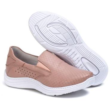 Imagem de Tênis Sapatênis Casual Feminino Slip em Couro - RANSTER, Rose, 35