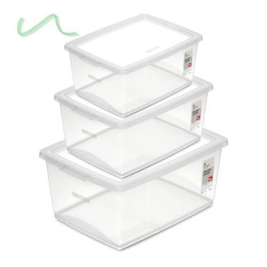 Imagem de Kit 3 Caixas Organizadora Ordene 15 + 30 e 60 Lt Com Tampa