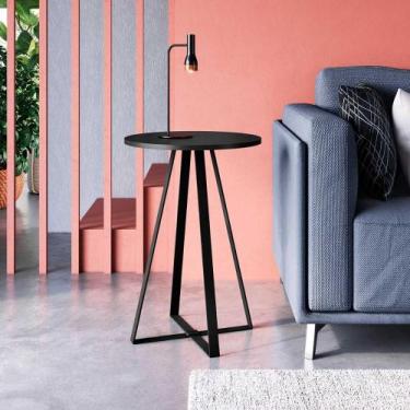 Imagem de Mesa Lateral de Canto Estilo Industrial Com Pés em Aço 65 cm - Artesan