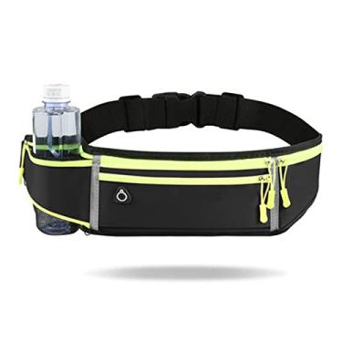 Imagem de Cinto de corrida, bolsa de hidratação com suporte para garrafa de água e porta de fone de ouvido para homens e mulheres, pochete refletiva, Preto, 60cm-110cm, Fita reflexiva