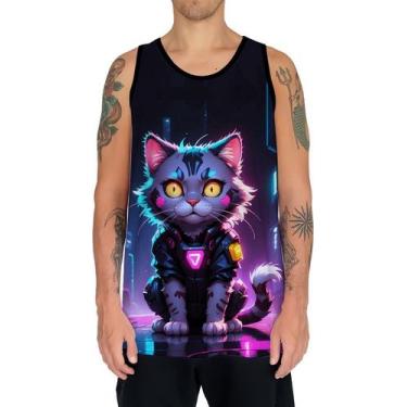 Imagem de Camiseta Regata Tshirt Animais Cyberpunk Gatos Felinos HD 2 - Enjoy Sh