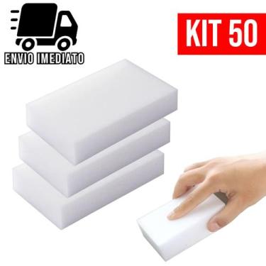 Imagem de Kit 50 Esponja Magica Limpa Tudo Bucha Melamina Remove Manchas - Clink