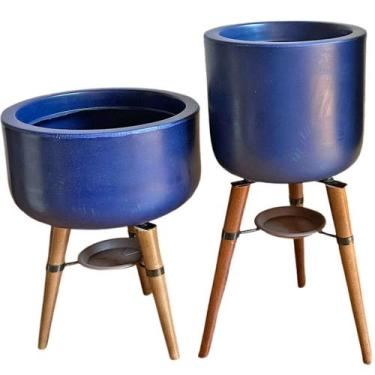Imagem de Kit 2 Vasos Para Planta e Decoração com Tripé de Madeira - Alpe & Arit