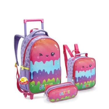 Imagem de Kit Mochila Rodinha Infantil Menina Estampa Slime - Seanite - SEANITE 