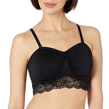 Imagem de Rhonda Shear Sutiã feminino de renda sem costura com alças removíveis, Preto, GG