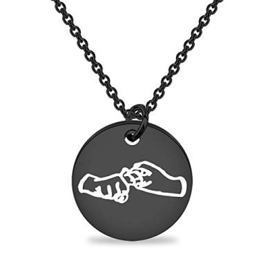 Imagem de BEKECH ASL Colar Amizade em Língua de Sinais Pingente Pingente Colar Linguagem de Sinais ASL Presente Amizade ASL Presente BFF, Metal, /na