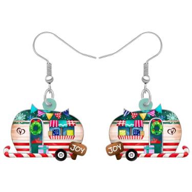 Imagem de DALANE Brincos de caminhão de árvore de Natal anime acrílico pingente gota doce vermelho joias para carro para mulheres, berloques, presentes de festa, Medium, Acrílico, Sem pedra preciosa