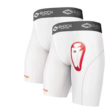 Imagem de Shock Doctor (Pacote com 2) Shorts de compressão juvenil com bolso para copo e copo para meninos, copo atlético bio-flexível para beisebol, hóquei, softbol, lacrosse, futebol, etc.
