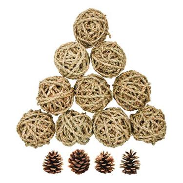 Imagem de 10 bolas de brinquedo para animais pequenos, atividades rolantes, brinquedos de mastigar petiscos para coelhos, porquinhos-da-índia, coelhinho de chinchila, acessórios de entretenimento para animais